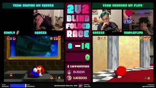 BLINDFOLDED SM64 Collab - 2v2 Race with Simply, Squeex, SimpleFlips and Cheese!