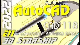 E11 AutoCAD 2022 - 2D JPEG raster image to 3D Starship using Solids and Surfacing tutorial