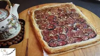 Открытый пирог с инжиром и сыром бри