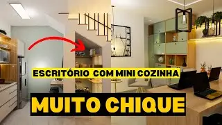 ESCRITÓRIO PEQUENO CHIQUE COM MINI COPA E DESPENSA EMBAIXO DA ESCADA  - TOUR VIRTUAL  ! #decoração