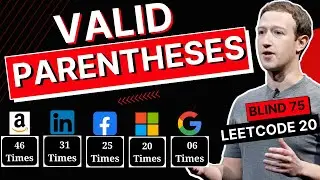 Valid Parentheses: 20 - String interview Question @ tesla, google, amazon, microsoft, facebook,apple