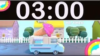 3 Minute Timer Countdown with Music for Kids Ice Cream Truck & Rainbow!