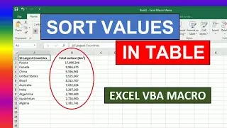 Sort Values In Range Excel VBA Macro