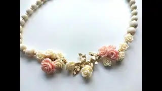 Летние бусы для девочки из рога и кости 