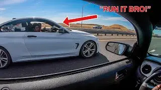 COCKY BMW OWNER WANTED TO RACE MY MUSTANG!!