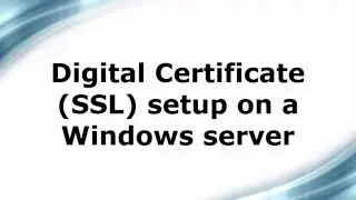 Digital Certificate setup on Windows server