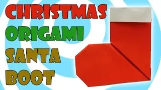 Christmas Paper Origami Santa Boot/Sock. EASY Craft Tutorial