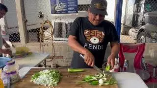 Machaca de pescado para los chalanes del taller