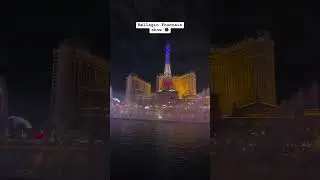 Bellagio Fountains show with Paris Hotel Las Vegas background #shorts
