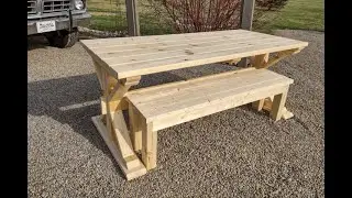 How To Create A Beautiful DIY Trestle Base Picnic Table With Benches!