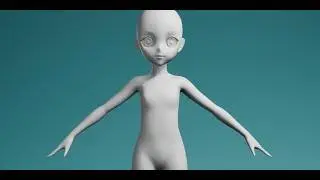 Stylized Anime Girl Character Base Mesh 3D Model