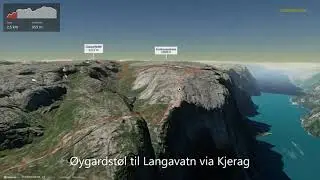 Øygardstøl til Langavatn via Kjerag ∆ hiking trails ∆ 3d-trail.com/norway/
