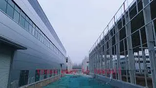 Several plants under construction with steel structure long space frame