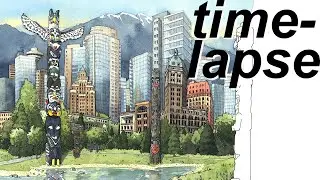 'The Vancouver Sketchbook' Cover Art Watercolor Timelapse