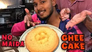 GHEE CAKE 🥧🍯 - No maida , No eggs & No oven recipe 💯  #thevoguetraveller #food #asmr #cake #baking