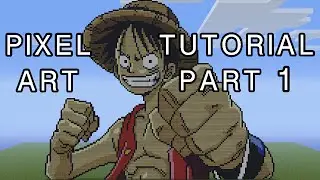 Minecraft Pixel Art Tutorial - Luffy One Piece Part 1
