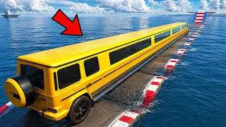 WATER SPEED BUMPS vs THE GIANT LONGEST Mercedes Benz G63 AMG in GTA 5 MODS - EXPERIMENTS in GTA 5
