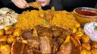 ASMR EATING SPICY CHICKEN BIRYANI,SPICY MUTTON CURRY,EGG ROAST,RAITA *FOOD VIDEO *