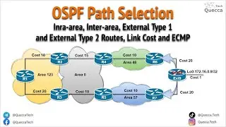 OSPF Path Selection - Inter-area and Intra-area routes, Type 1 and Type 2 External Routes, Link Cost