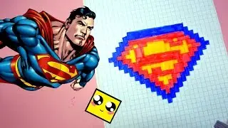Рисуем по клеточкам-ЛОГОТИП СУПЕРМЕНА  (Superman logo )PIXEL ART