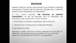 F.W Taylor’s Scientific Management