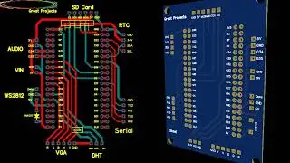 ESP32 VGA DHT22 DHT11 RTC SD Card Audio WS2812 Serial Gerber  & Diagram