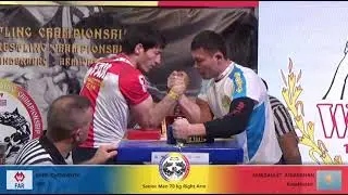 OLEG CHERKASOV vs NURDAULET AIDARKHAN | World Armwrestling Championships 2021 | 70 KG - RIGHT ARM