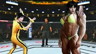 🐉Bruce Lee vs. 🔥Jenna Ortega - EA Sports UFC 4🔥Crazy Fight🐉