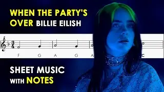 When The Party's Over | Sheet Music with Easy Notes for Recorder Flute Violin Tutorial Billie Eilish