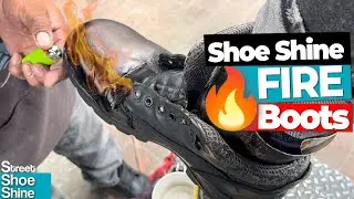 How to Shoe Shine Boots 🥾🥾 Boots on Fire 🔥🔥 ASMR Shoe Shine #asmr