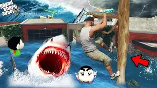 GTA 5 :- Franklin Escaped the Biggest Tsunami but Lost Shinchan & Chop🌊🐕| GTA 5