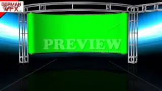 HD Virtual Studio Background with green screen Wall - royalty free