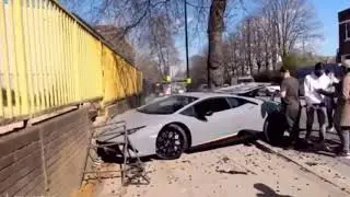 HE CRASHED THE LAMBO?!?😨 #shorts #lamborghini #car #crash #idiot