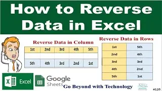 How to Reverse Data in Excel| Reverse List in Columns or Rows Format|#youtube #exceltips
