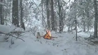 Футаж Костер на снегу
