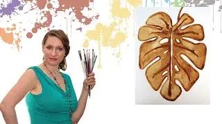 Рисуем лист монстеры кофейными красками