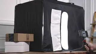 Amazon Basics Portable Foldable Photo Studio Box with LED Light  25 x 30 x 25 Inches  El