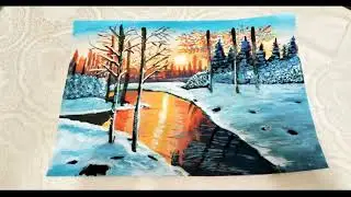 How to draw winter landscape.⛄❄️🎨