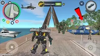 Rope Hero: Vice Town (Transformer Capture River Bridge) Green Car Robot Fight - Android Gameplay HD