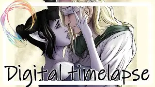 Digital Timelapse - Myst and Tristian (Pathfinder: Kingmaker) (Sketch and Full work)