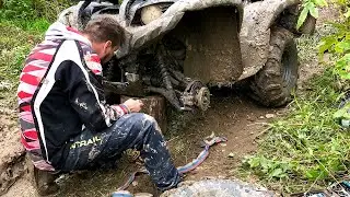 Продолжение жесткой покатушки на квадроциклах. Polaris RZR  и Yamaha Grizzly спасают Cf moto x5 ho.