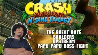 FIRST BOSS FIGHT - Crash Bandicoot 1 - The Great Gate, Boulders, Upstream, Papu Papu