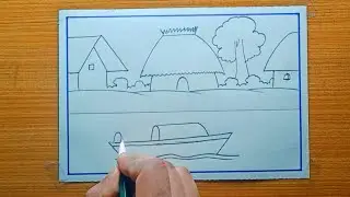village scenery drawing | Easy scenery drawing