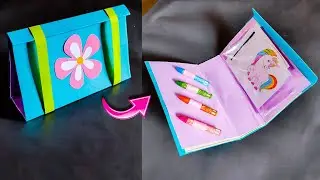 How to make Crayon Case from empty box | empty box craft | best out of waste craft | school supplies