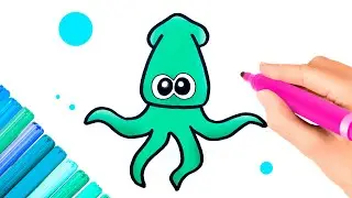 How to draw a squid? كيفية رسم الحبار Cómo dibujar un calamar?