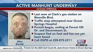 Ocean Springs Police pursuing suspect on foot; asking public for help finding him