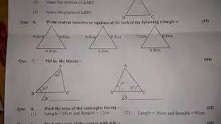 Mathematics CLASS 5th Final term question paper 2020