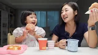 [ENG] Bobbed Hair Mother and Daughter Happily Sharing 'Knotted Donuts'. 🧡