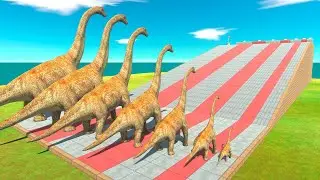 Herbivorous Dinosaurs of Different Sizes Climbing Race  - Animal Revolt Battle Simulator