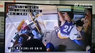 Boy has thrown out of school bus door when the driver slams on brakes